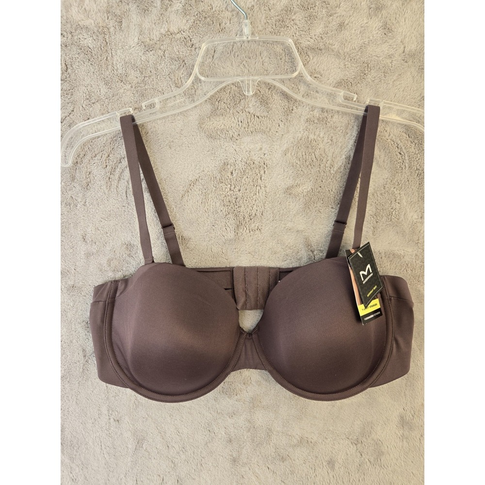 Maidenform T-Shirt Strapless Bra Convertible Straps Stay Up Power Band Brown 40C